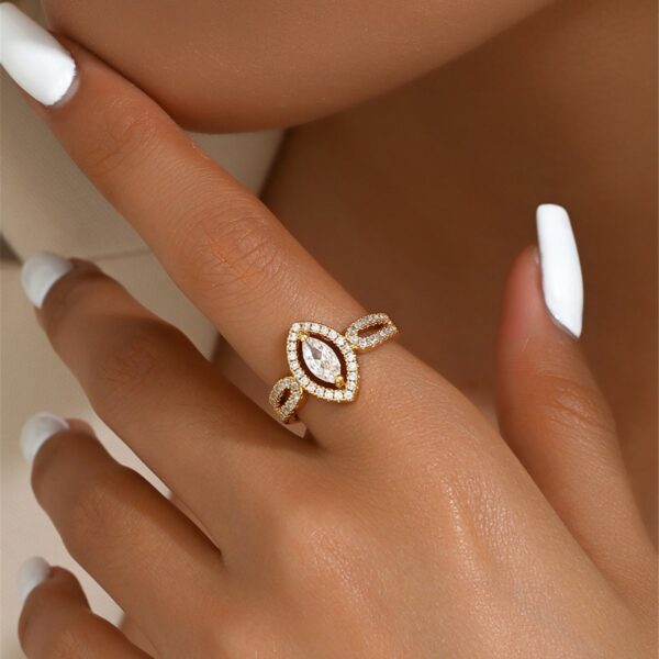 Affordable Luxury Fashion Water Drop Zircon Open Ring Female