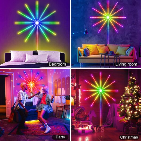 Firework Lights LED Strip Music Sound Sync Color Changing Remote Control LED Firework Light For Room Party - Image 2