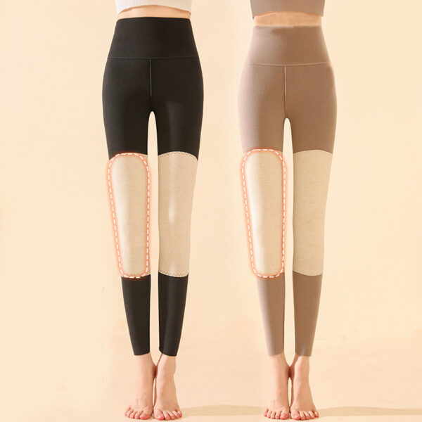 Winter High Waist Knee-pad Leggings Fashion Warm Double-sided Frosted Pants Solid Slim Trousers Women Clothing - Image 3