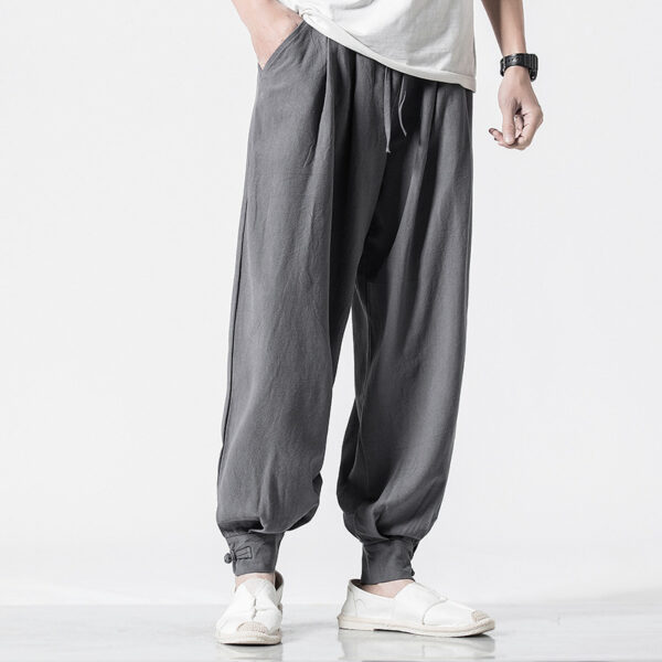 Chinese style cotton and linen casual trousers loose harem pants bloomers - Image 3