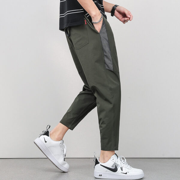 Cropped Thin Casual Drawstring Tappered Pants - Image 4