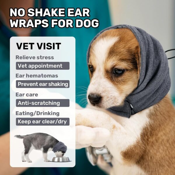 Dog Calming Hoodie No Flap Shake Ear Wraps For Dogs Adjustable Dog Ear Muffs For Noise Protection, Ear Wrap Head Cover For Dog Head Warp Anxiety Relief, Hematoma, Grooming And Force Drying - Image 2