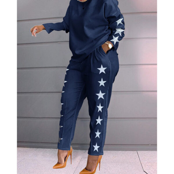 Fashion Women's Printed Top And Pants Suit - Image 2