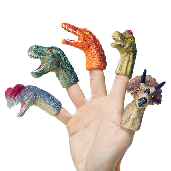 Dinosaur Finger Doll Tyrannosaurus Triceratops Toy Simulation Animal World Small Head Set Plastic Soft - Image 4