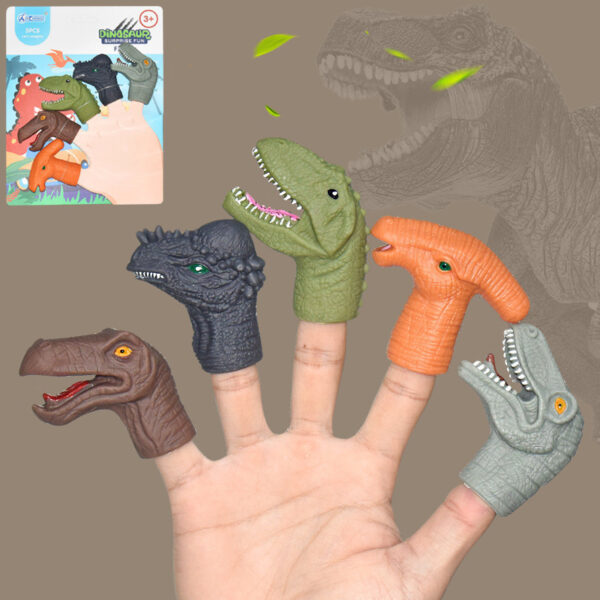 Dinosaur Finger Doll Tyrannosaurus Triceratops Toy Simulation Animal World Small Head Set Plastic Soft - Image 2