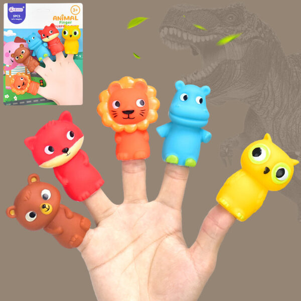 Dinosaur Finger Doll Tyrannosaurus Triceratops Toy Simulation Animal World Small Head Set Plastic Soft - Image 3