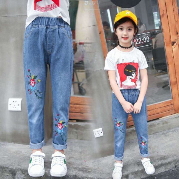 Spring And Autumn Girls Jeans Pants Girls Loose Jeans Pants - Image 2