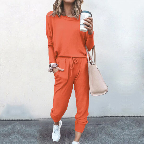 Loose Solid Color Long Sleeve Casual Set - Image 2