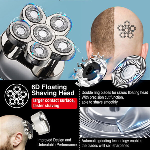 Six-blade Electric Shaver, Bald Hair Clipper, Charging Five In One - Image 5