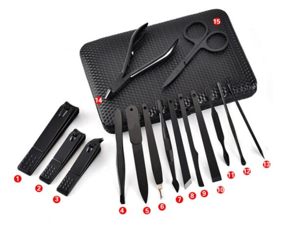 The factory Manicure black black stainless steel repair beauty set 15 nail clippers high-end household scissors - Image 3