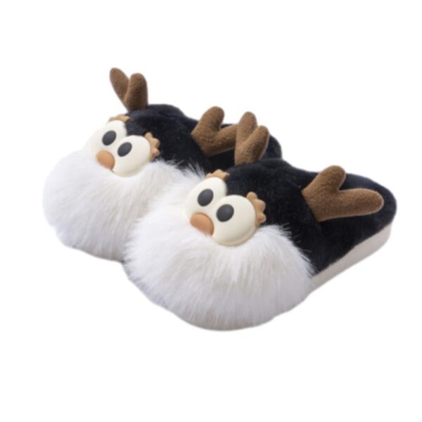 Cute Cartoon Christmas Deer Cotton Shoes Winter Indoor Floor Home Slippers Half-covered Heel Warm Plush Shoes Women - Image 7