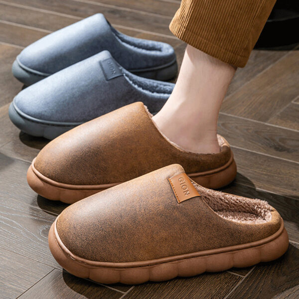 Men's Home Slippers Winter Warm Fleece Shoes Indoor Bedroom Floor Plush Slippers For Women Couple - Image 2