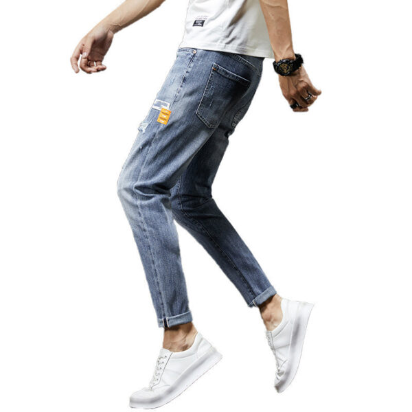 Men's Ripped Denim Slim-fitting Ankle Length Trousers Pants - Image 6