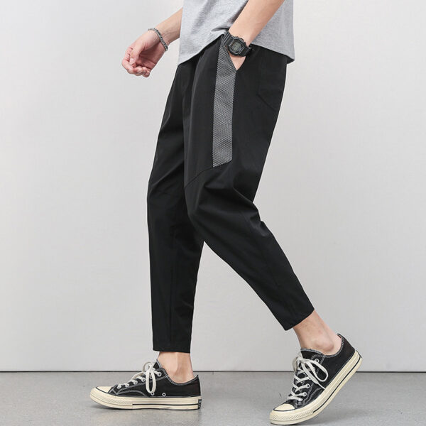 Cropped Thin Casual Drawstring Tappered Pants - Image 3