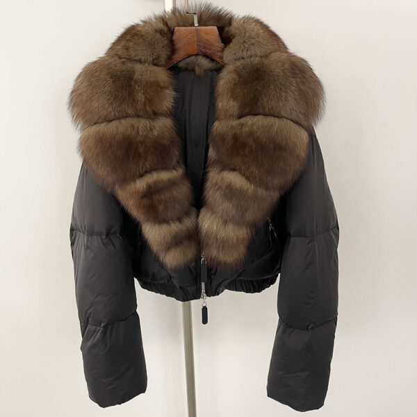 Fox Fur Collar Thick Short Down Jacket Coat - Image 3