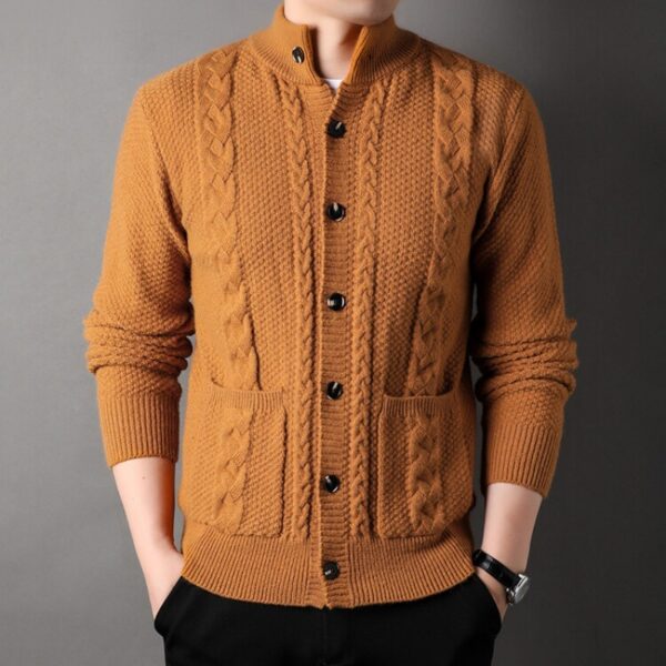 New Single-breasted Sweater With Pockets Fashion Jacquard Loose-fitting Cardigan Men Clothing - Image 8