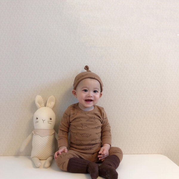 Infant baby dinosaur round neck suit - Image 3