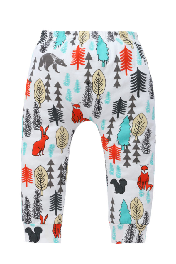 Children's baby clothes + trousers + hat three-piece children's suit large forest printing - Image 2