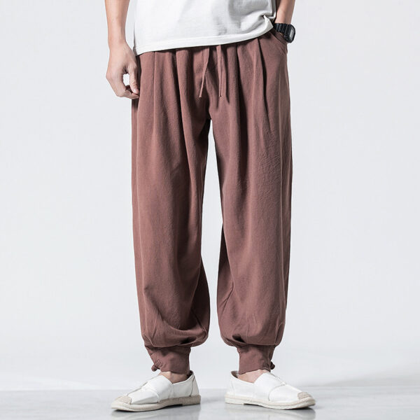 Chinese style cotton and linen casual trousers loose harem pants bloomers - Image 5