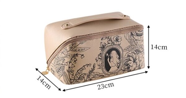 French Print Style Cosmetic Bag Women's Large Capacity Portable Travel Waterproof Wash Bag - Image 4