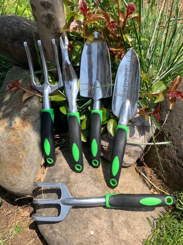 Garden Supplies 9-piece Aluminum Alloy Set, Silicone Two-color Handle Shovel Gardening Tools - Image 4