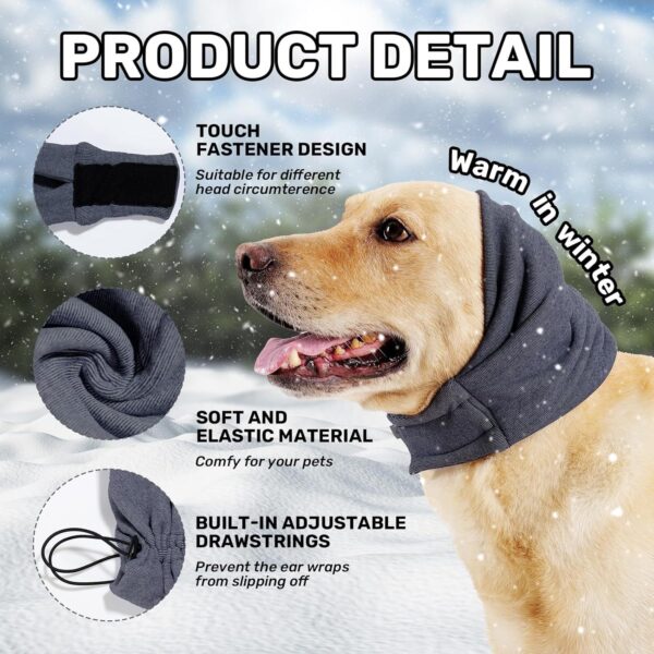 Dog Calming Hoodie No Flap Shake Ear Wraps For Dogs Adjustable Dog Ear Muffs For Noise Protection, Ear Wrap Head Cover For Dog Head Warp Anxiety Relief, Hematoma, Grooming And Force Drying - Image 4