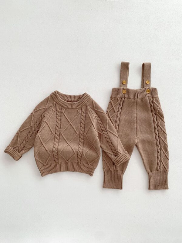 Baby Autumn And Winter Twist Knitted Sweater Jumpsuit - Image 3