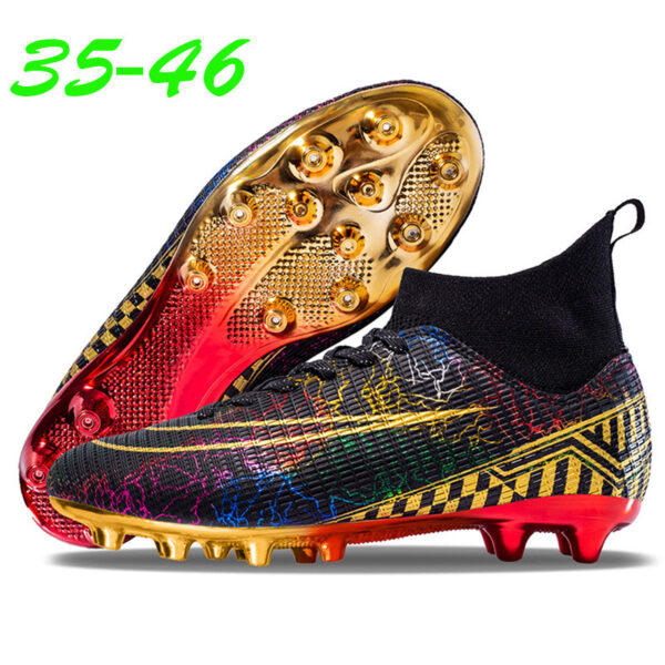 High-top Soccer Shoes Gold Plated Bottom Training Shoes Middle School Student Artificial Grass Sneaker Male - Image 8