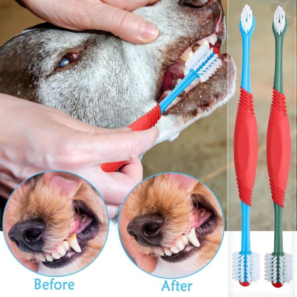 Dog Toothbrush 360 Degree Dog Tooth Brush, Dual Head Dog Tooth Brushing Kit Non Slip Toothbrush For Dogs And Cat Teeth Clean Pet Toothbrush Dental Care - Image 7