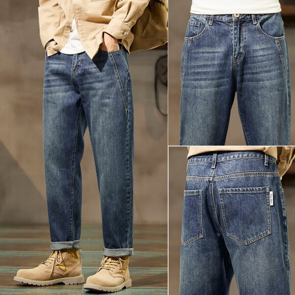 Retro Denim Pants Men's Straight Loose - Image 3