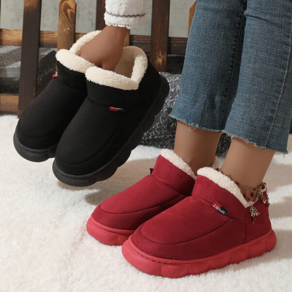 Winter Plush Cotton Shoes Women Men Warm Suede House Shoes For Parents Solid Color Thick-soled Garden Shoes Outdoor - Image 2