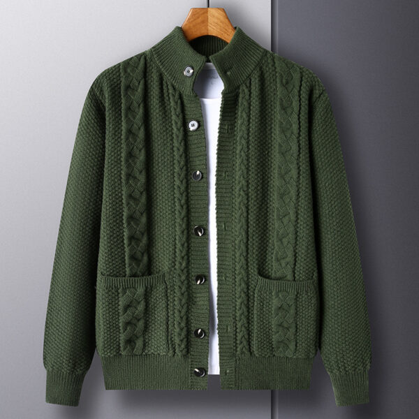 New Single-breasted Sweater With Pockets Fashion Jacquard Loose-fitting Cardigan Men Clothing - Image 2