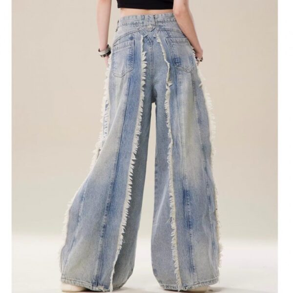 Jeans Destroyed Loose Burrs Wide Leg Bootcut Pants - Image 4