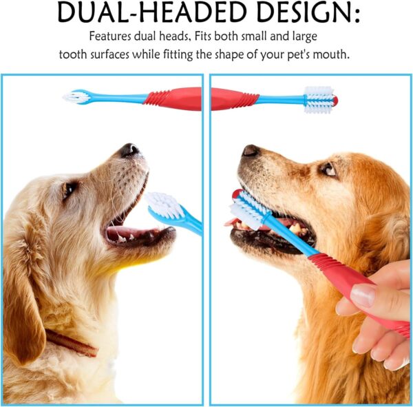 Dog Toothbrush 360 Degree Dog Tooth Brush, Dual Head Dog Tooth Brushing Kit Non Slip Toothbrush For Dogs And Cat Teeth Clean Pet Toothbrush Dental Care - Image 5