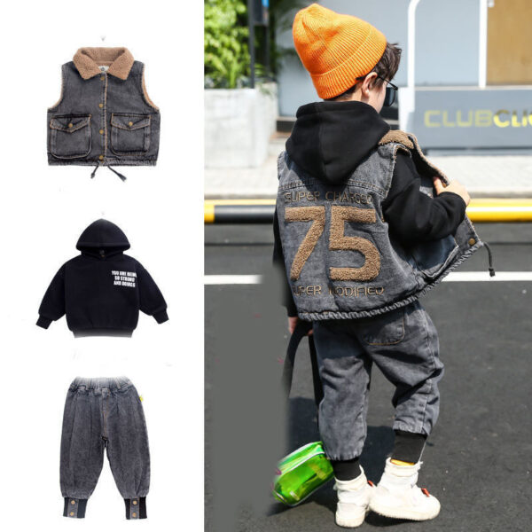 Fashion Simple Boy Winter Denim Suit - Image 2