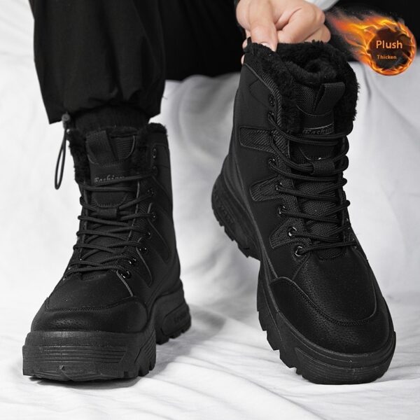 Fur Integrated Fleece-lined Warm High Cotton-padded Shoes Men - Image 10