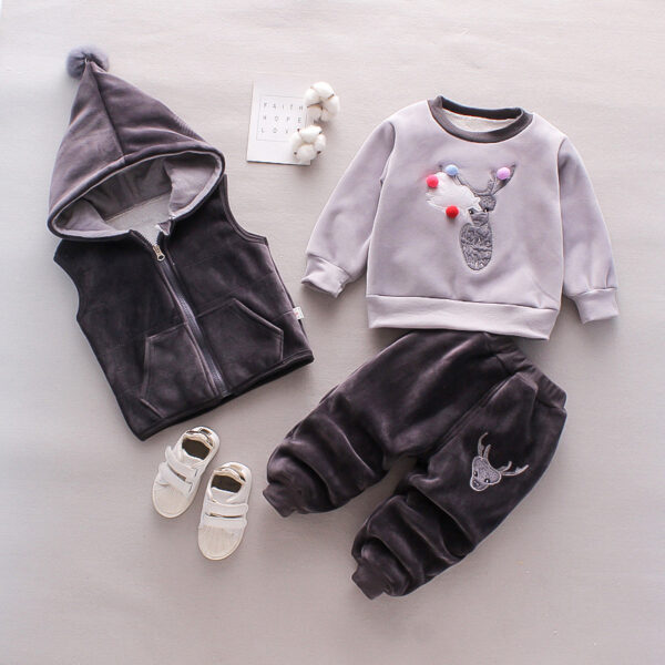 New Children's Clothing Winter Clothes For Boys Baby Thickening Three-piece Set - Image 10