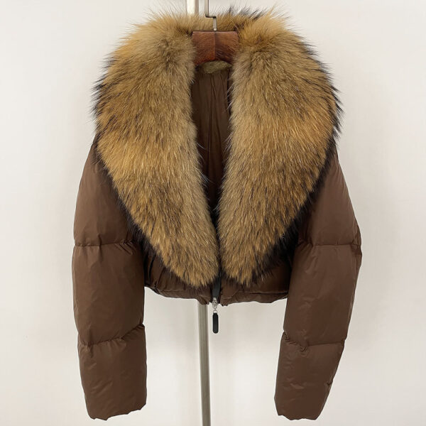 Fox Fur Collar Thick Short Down Jacket Coat - Image 2