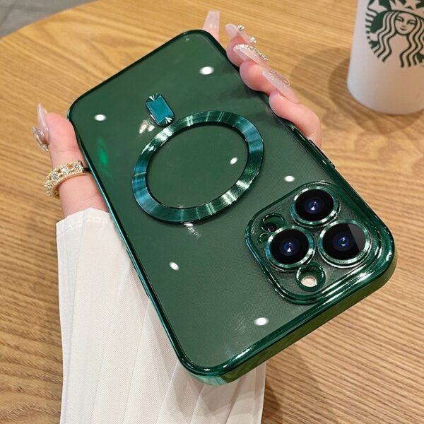 Magnetic Charging Electroplated Transparent With Lens Protector Protective Case - Image 9