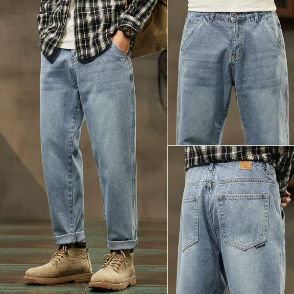 Retro Denim Pants Men's Straight Loose - Image 9