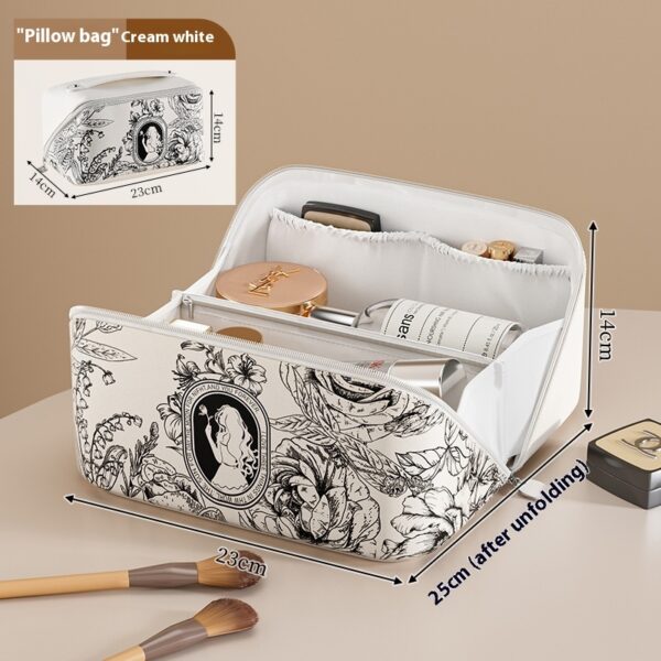 French Print Style Cosmetic Bag Women's Large Capacity Portable Travel Waterproof Wash Bag - Image 8