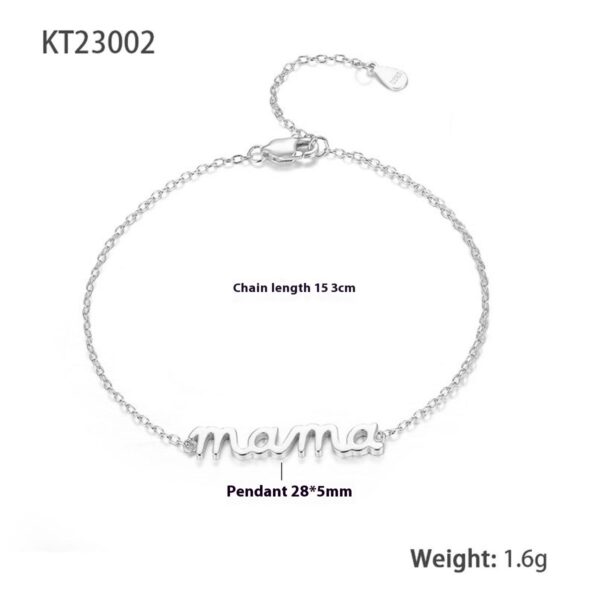 New 925 Silver All Match Minimalism Glossy Letter Niche Design Bracelet - Image 5