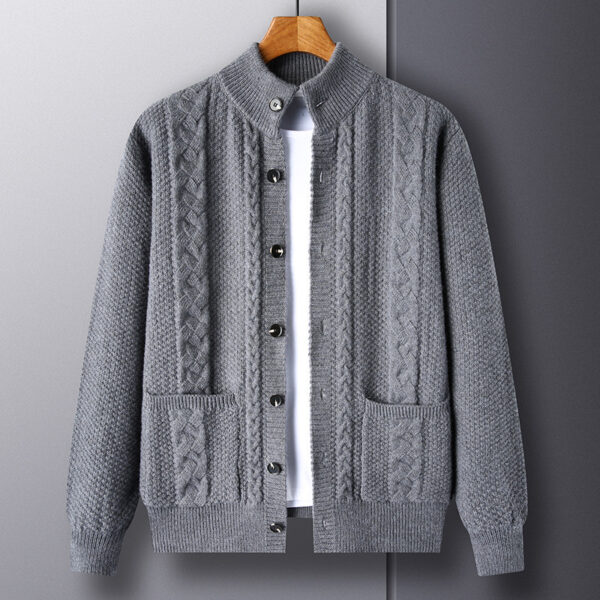 New Single-breasted Sweater With Pockets Fashion Jacquard Loose-fitting Cardigan Men Clothing - Image 6