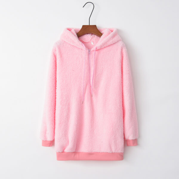 European And American Long-Sleeved Hooded Solid Color Women's Sweater Sweater Coat - Image 4