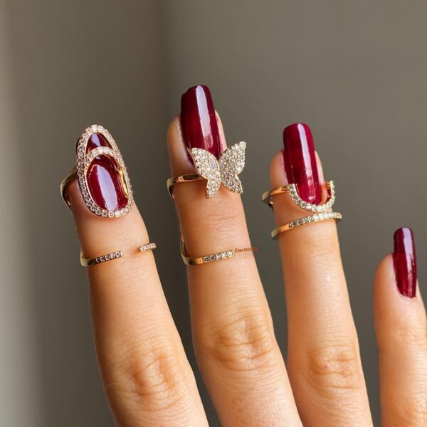 Cross-border New Arrival Micro Inlaid Zircon Graceful Personality Wear Removable Fake Nail Tip Ring - Image 10