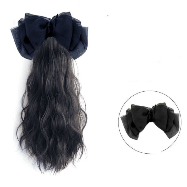 Women's Long Hair Bow High Ponytail Grip Clip - Image 4