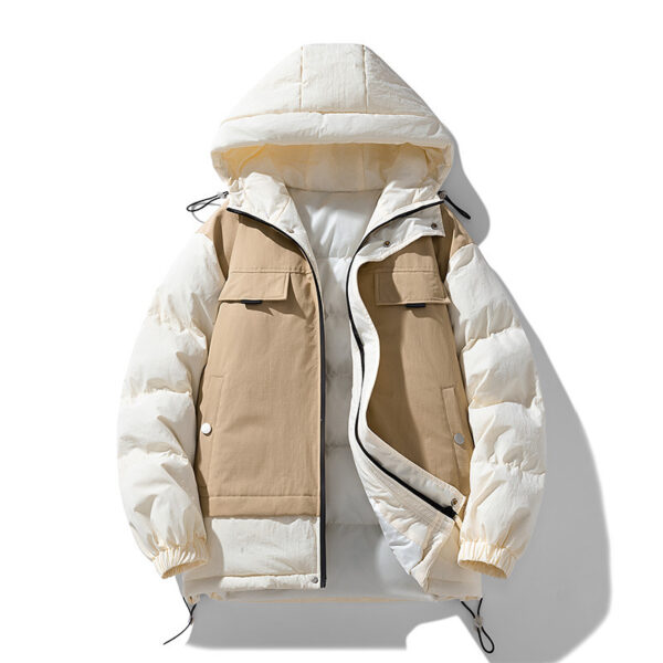 Couple's Winter Cotton-padded Coat Japanese Stitching Hooded Jacket - Image 5