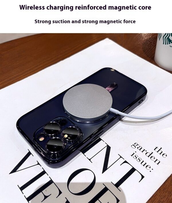 Magnetic Charging Electroplated Transparent With Lens Protector Protective Case - Image 7