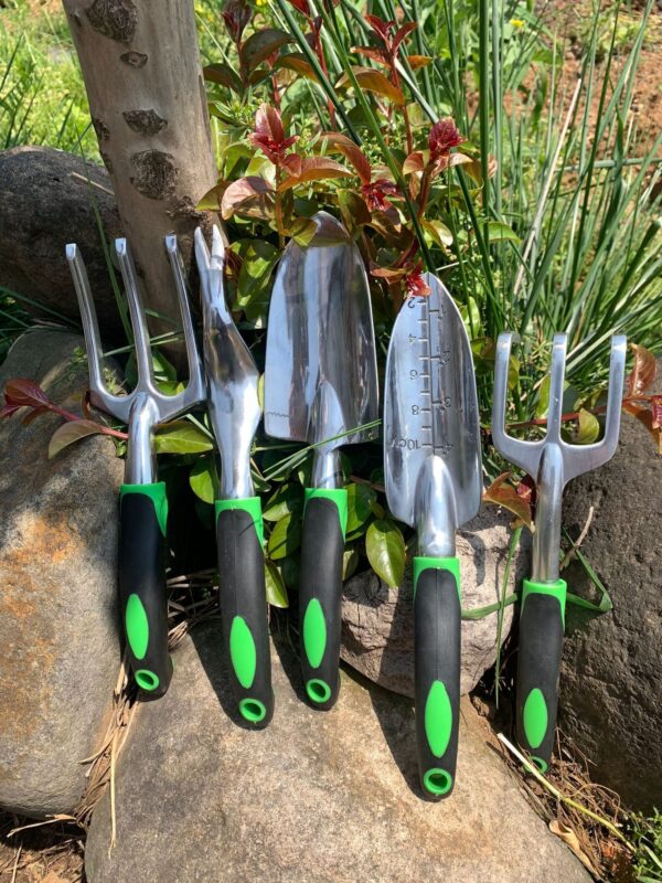 Garden Supplies 9-piece Aluminum Alloy Set, Silicone Two-color Handle Shovel Gardening Tools - Image 5