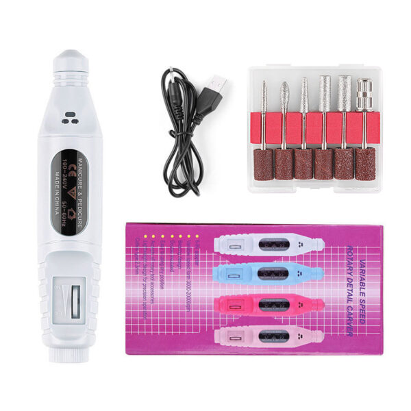 Nail Pen Polisher USB Cable Portable Manicure Sharpener Nail Tools